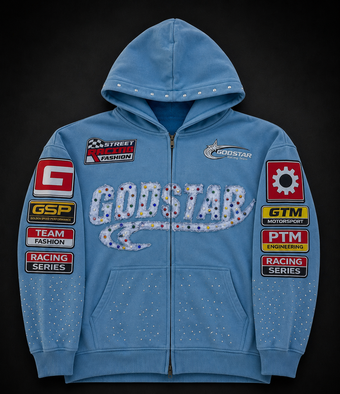 GODSTAR Racing Hoodie - Sky Blue