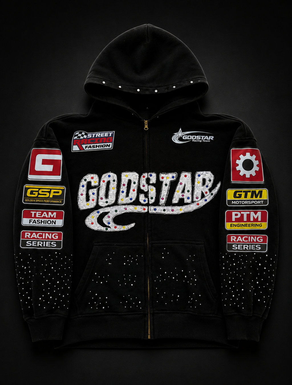 GODSTAR Racing Hoodie - Burn Out Black