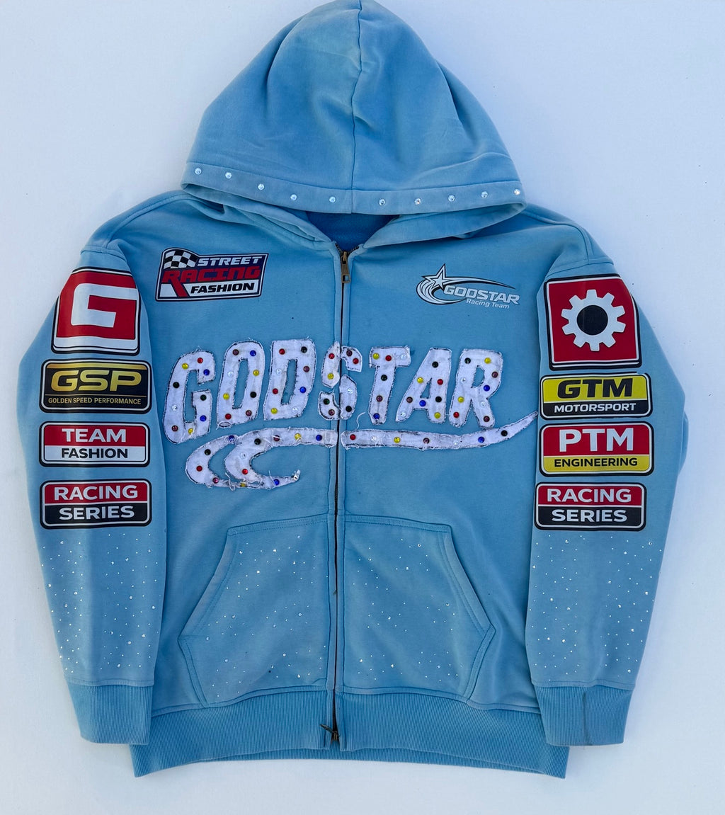 GODSTAR Racing Hoodie - Sky Blue